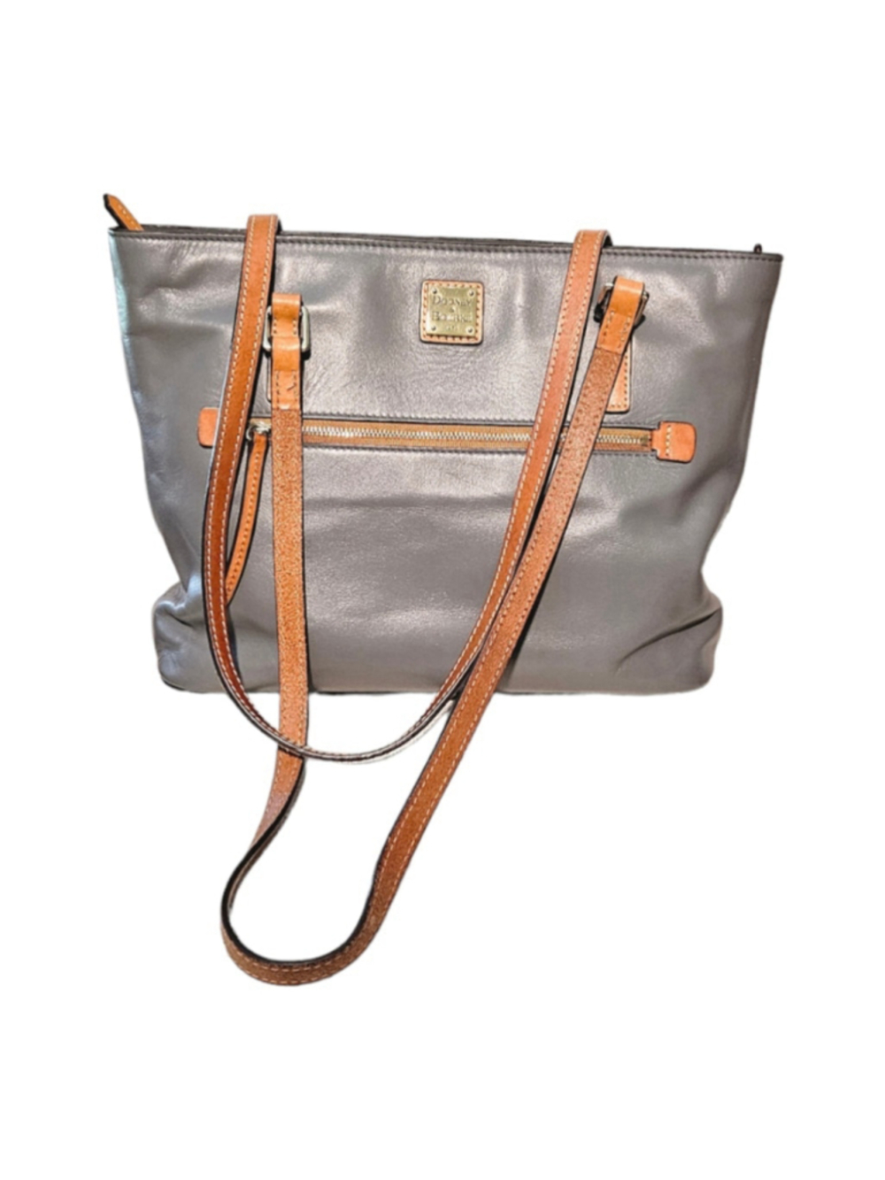 Dooney & Bourke Tote Bag Gray and Tan Leather Size Large